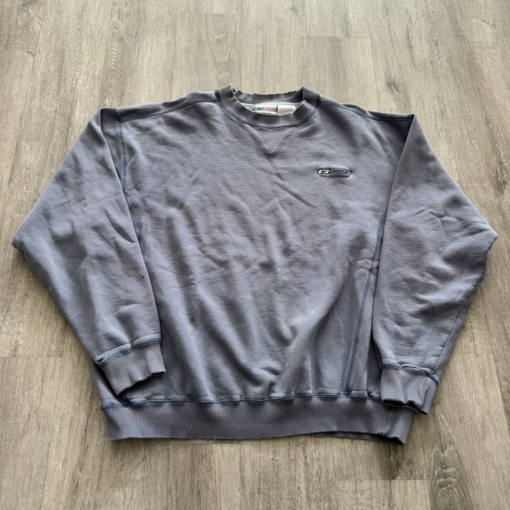Vintage 90s Reebok Crewneck Sweatshirt Embroidered Logo Periwinkle Blue Size XL